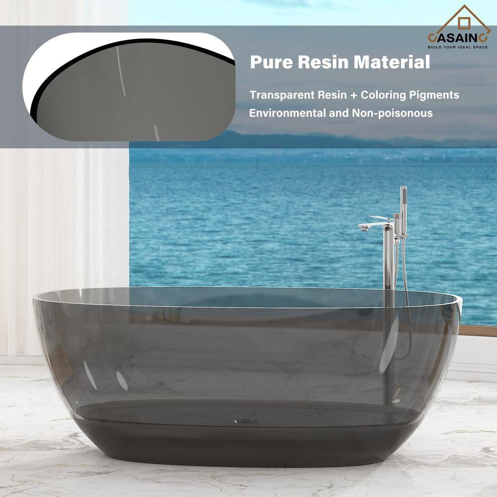 Marfa 59'' x 30'' Runway Semi Transparent Resin Freestanding Soaking Bathtub