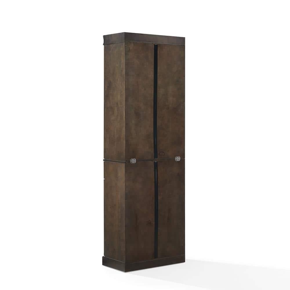 Crosley 78" Stanton Glass Door Kitchen Storage Pantry Cabinet Coffee: Traditional Style, Adjustable Shelves