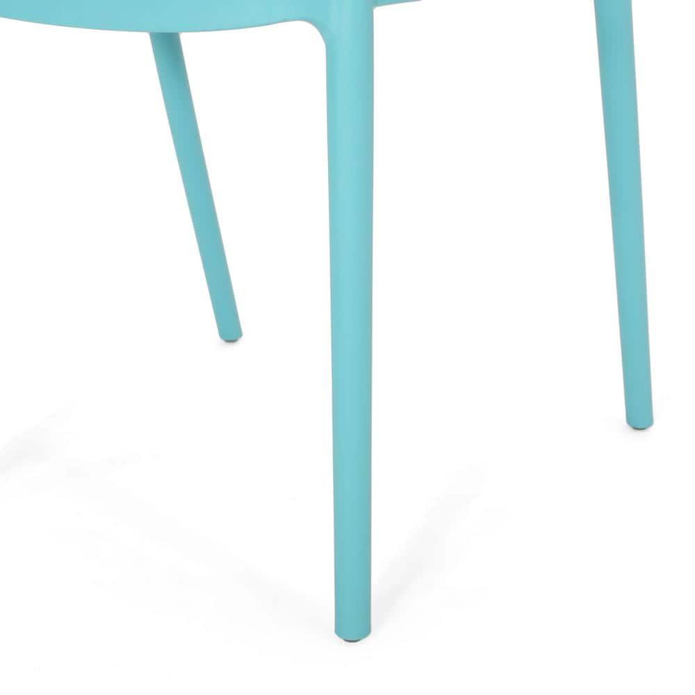 Noble House Gardenia Plastic Stacking Patio Dining Arm Chair in Teal (Set of 2)