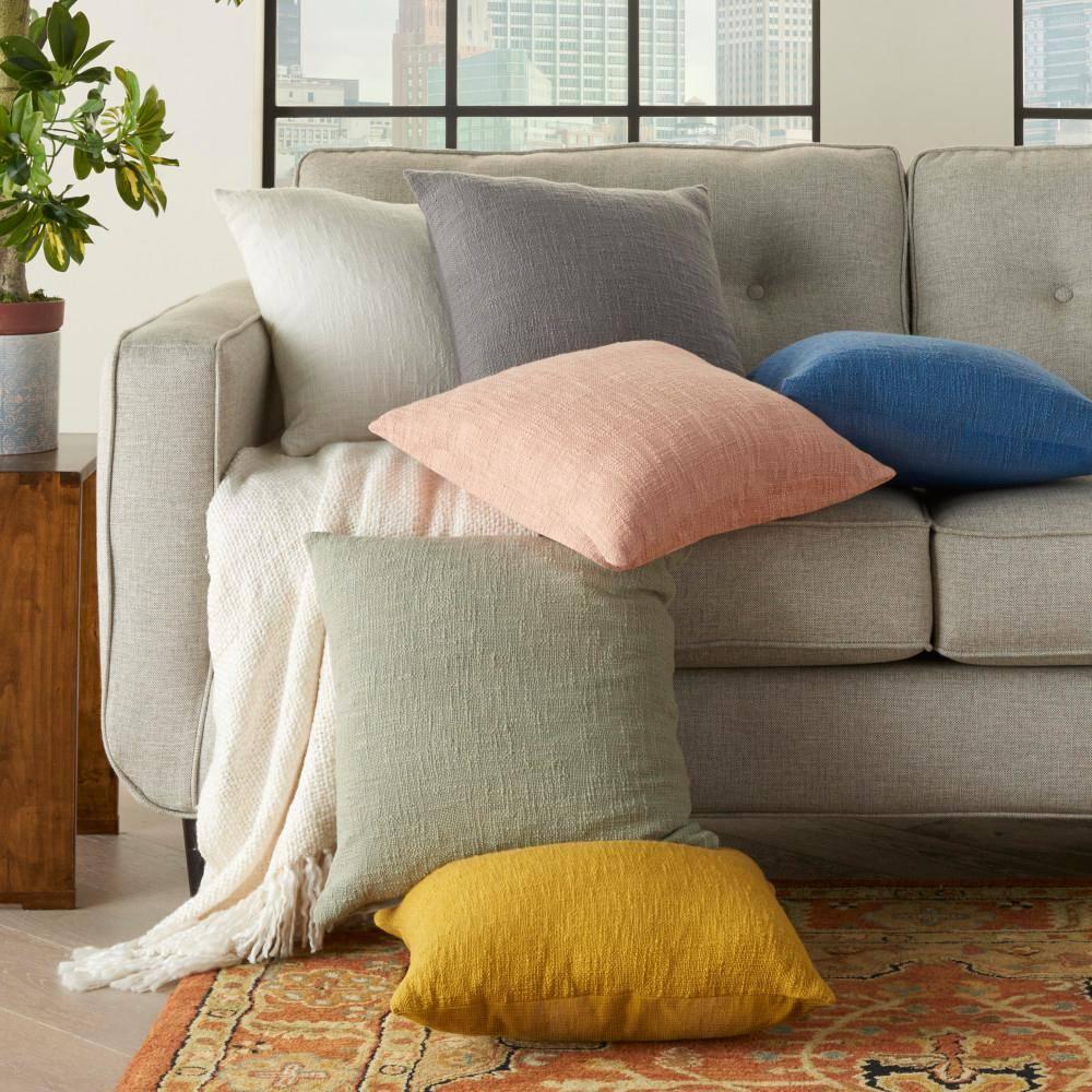Mina Victory Life Styles Solid Woven Cotton Throw Pillow in White