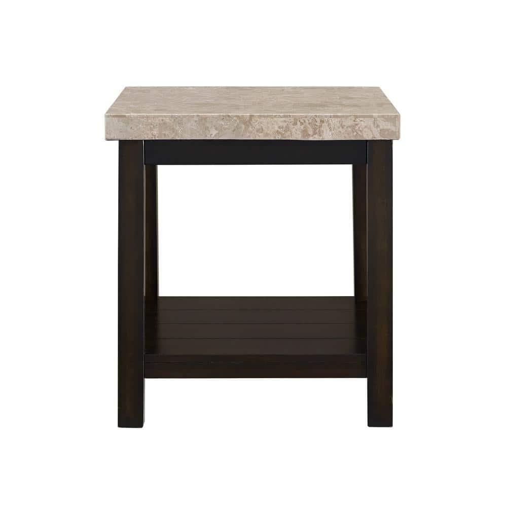 Picket House Furnishings Caleb 3 Piece Marble Top Coffee Table Set in Espresso