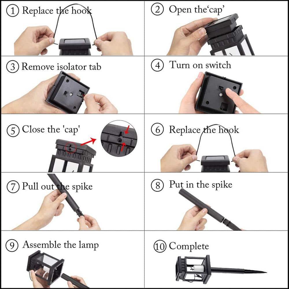 Gigalumi Solar Outdoor Hanging Lanterns with Stake, Rust Resistant, 8 Count