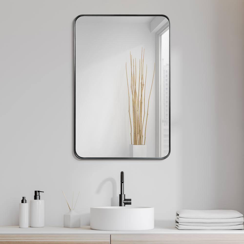 Empire Art Direct Ultra Stainless Steel Rectangular Wall Mirror Brushed Black 24" x 36" Black