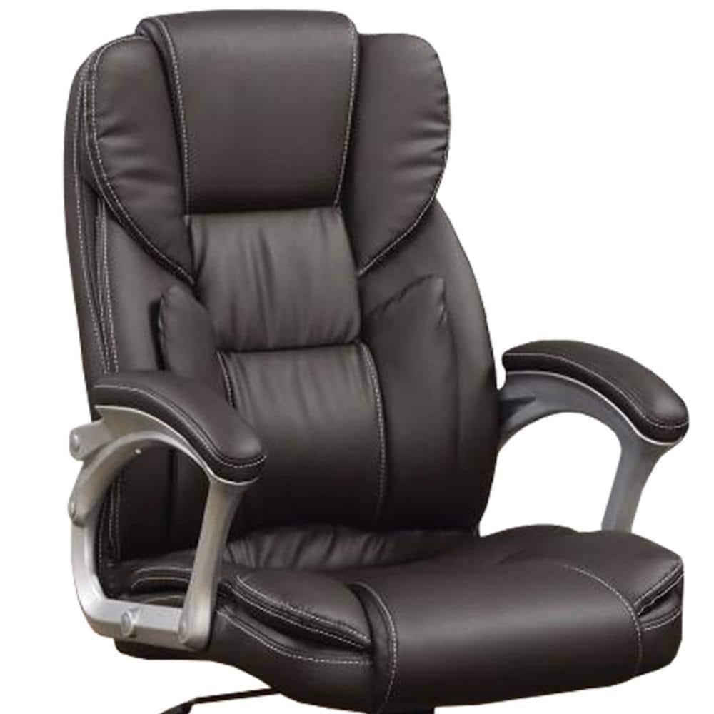 Benjara Executive High Back Leather Chair, Dark Brown-Color:Dark Brown