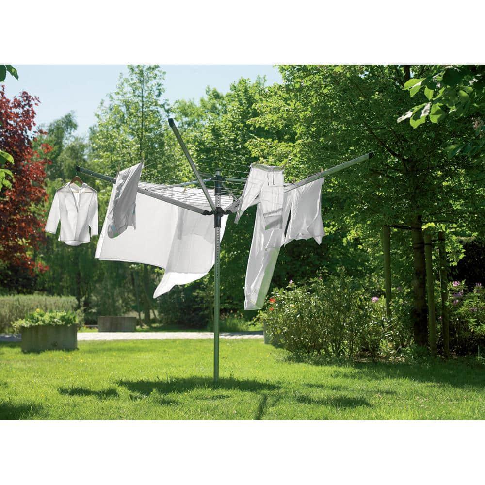 Brabantia Adjustable Gray Steel Outdoor Rotary Clothesline with Accessories