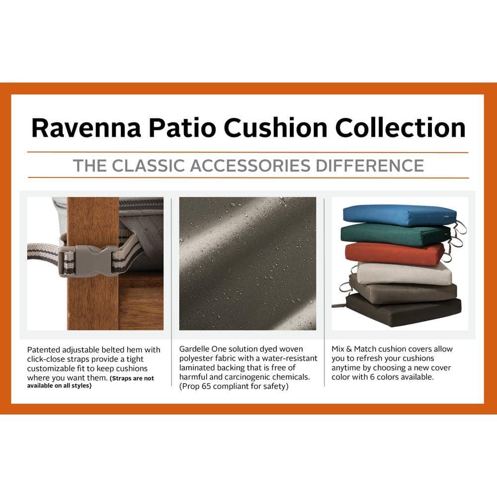 25" x 25" x 5" Ravenna Water-Resistant Square Patio Seat Cushion Slip Cover and Foam Mushroom - Classic Accessories