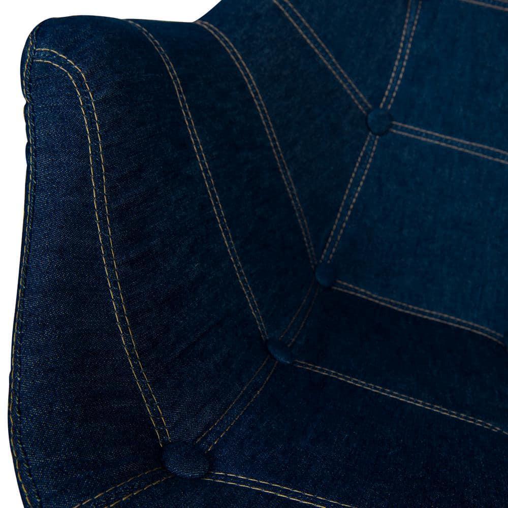 LeisureMod Milburn Modern Accent Chair for Living Rooms, Offices, Lounges – Denim Fabric, Upholstered, Mid-Century Arm Chair