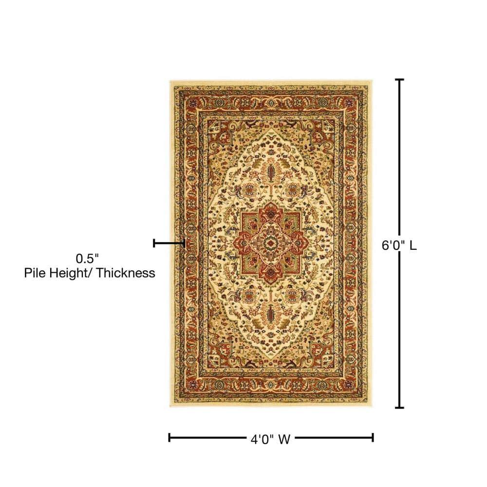 Lyndhurst Heriz LNH330 Power Loomed Area Rug - Ivory/Rust - 4'x6' - Safavieh
