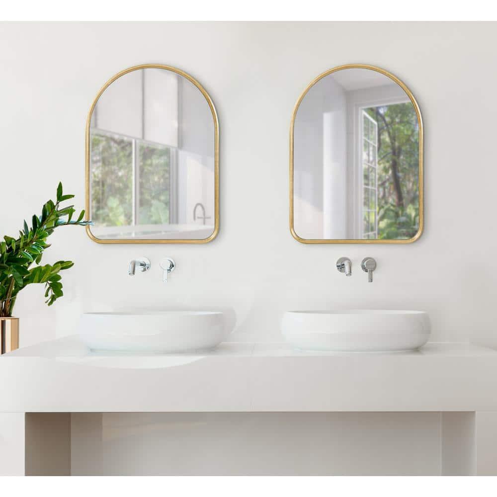 Kate and Laurel Caskill Midcentury Arched Wall Mirror, 18 x 24, Gold, Decorative Modern Mirror for Wall Display