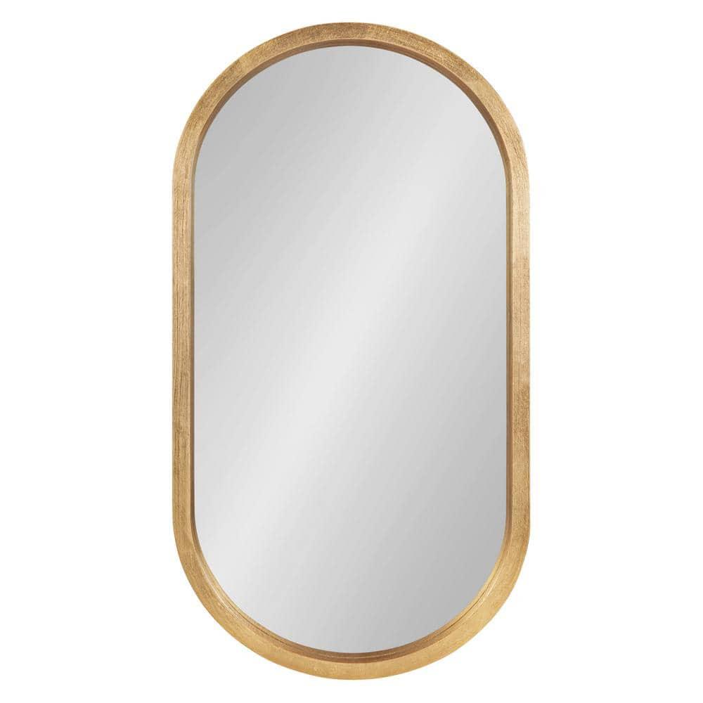 20" x 30" Travis Oval Wall Mirror Gold - Kate & Laurel: Modern Bathroom Vanity Decor