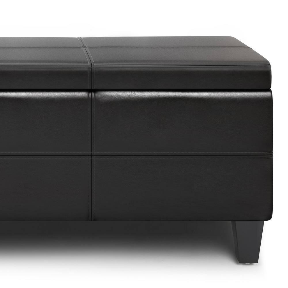 Simpli Home Afton 48"W Vegan Faux Leather Storage Ottoman Bench