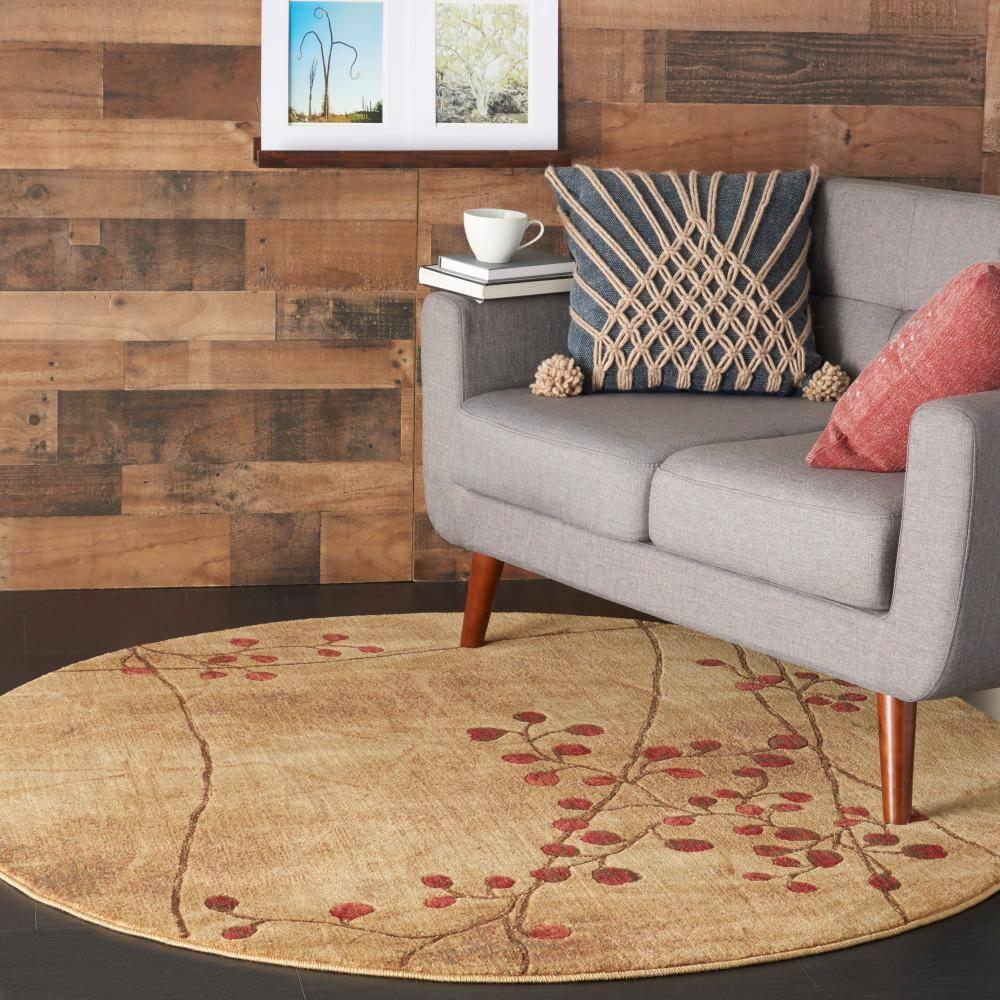 Nourison Somerset Nature Latte 5'6" x ROUND Area Rug, (6 Round)