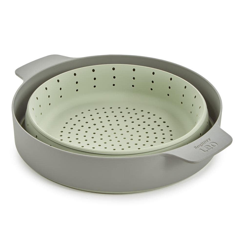 BergHOFF Balance Non-stick Silicone Collapsible Steamer Basket & Strainer 10", Recycled Material, Sage