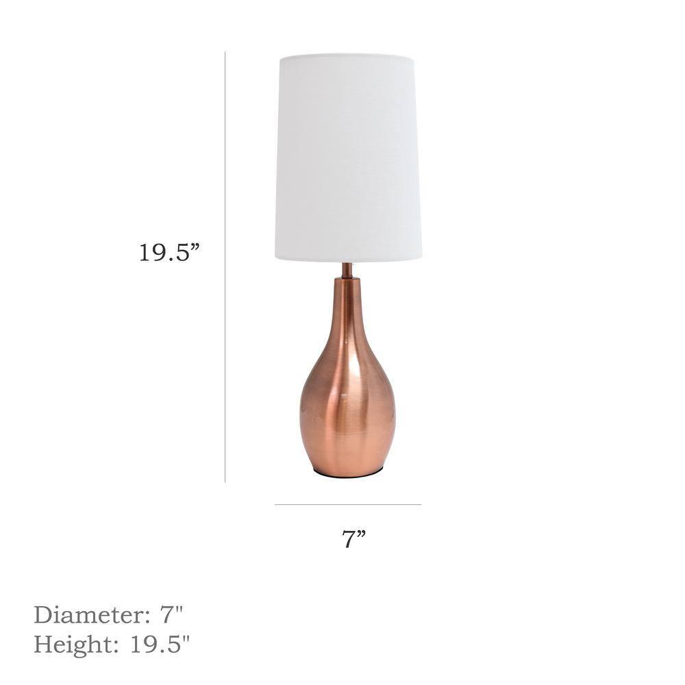 Simple Designs 1-Light Tear Drop Table Lamp Rose Gold: Bedroom, Accent Table, No Assembly Required
