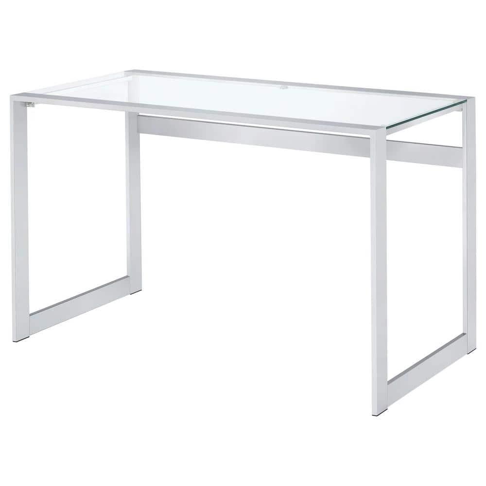 Hartford Minimal Glass Top Writing Desk Chrome - Coaster