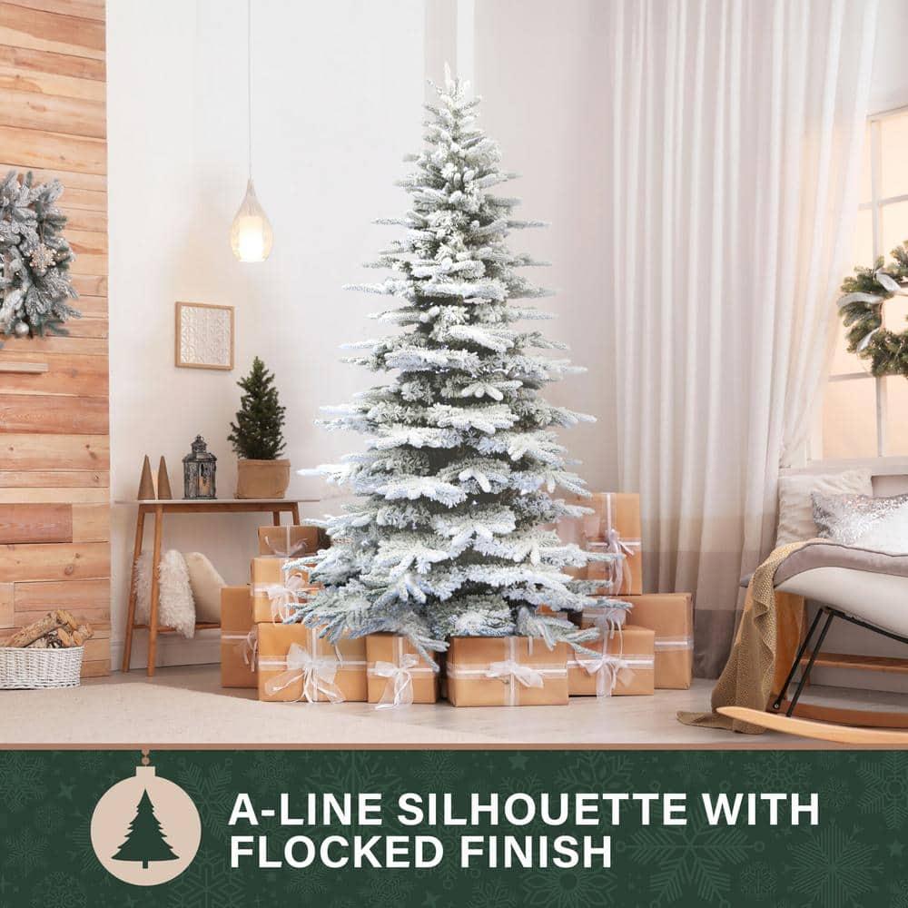 Fraser Hill Farm Unlit Snow Flocked Pine Valley Flocked Christmas Tree & Reviews | Wayfair