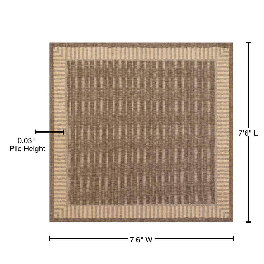Couristan Recife Wicker Stitch Area Rug, 7'6" Square, Cocoa-Natural