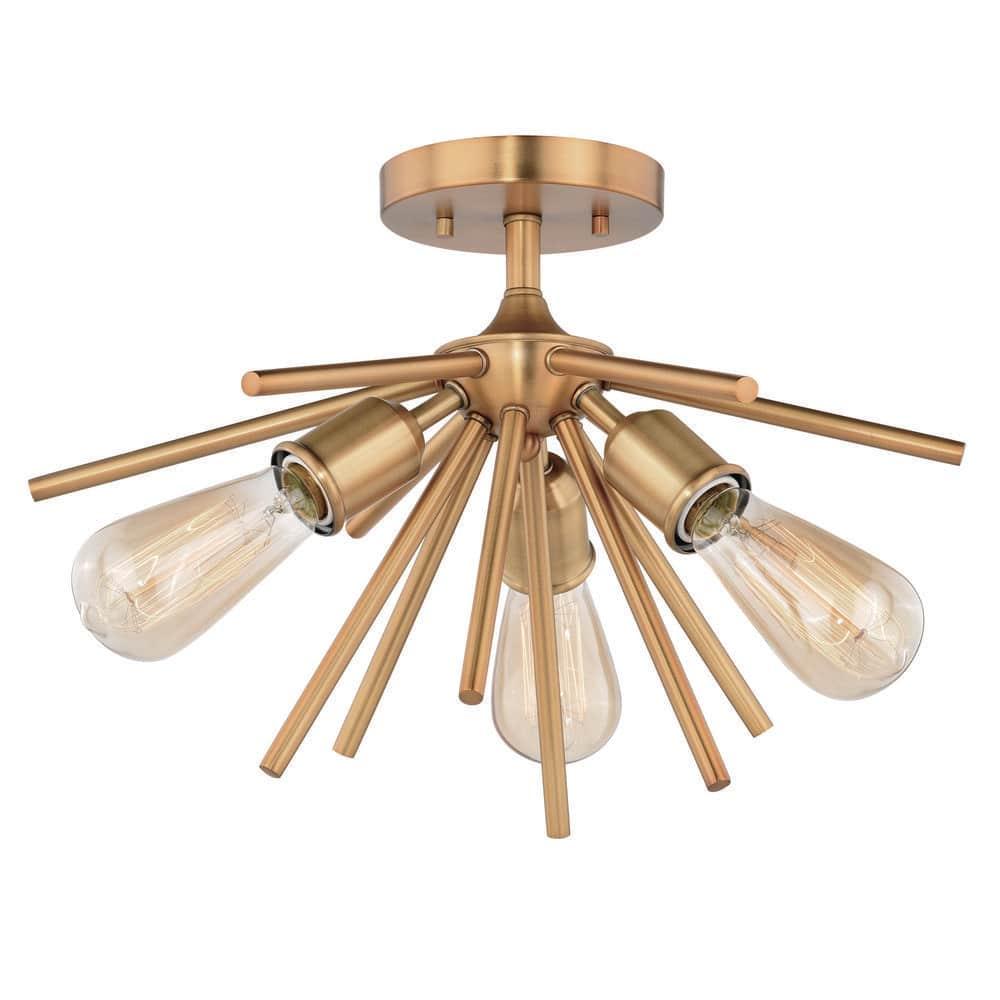 Vaxcel Estelle 3 - Light Flush Mount in  Natural Brass