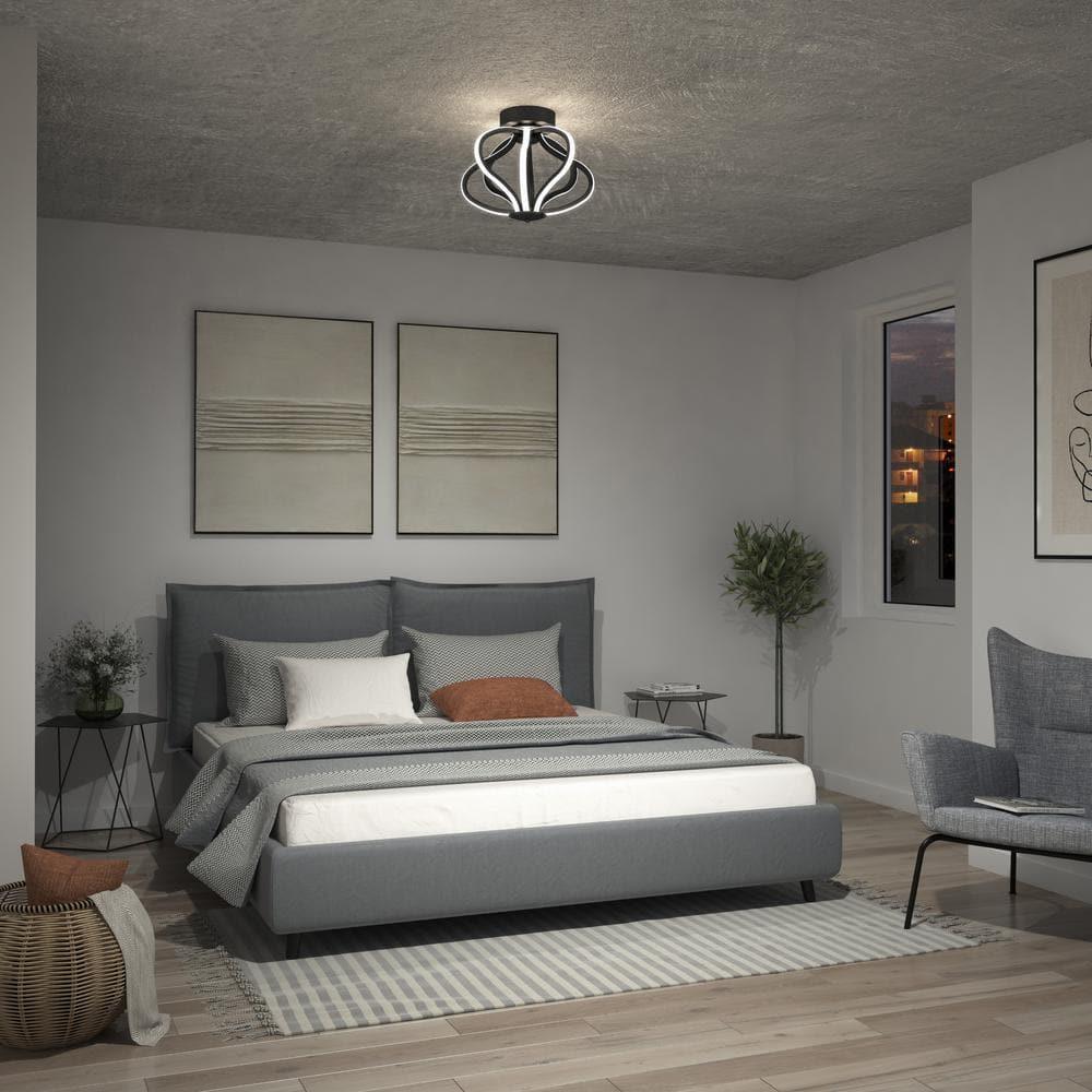 Artika Meridian Modern 1 Light Integrated LED Flush Mount Light Fixture in Black