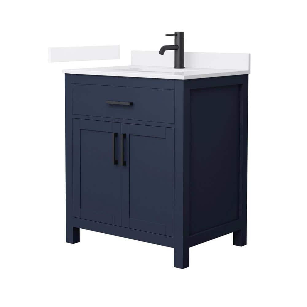 Wyndham Collection Beckett 30" Freestanding Single Bathroom Vanity with Quartz Top