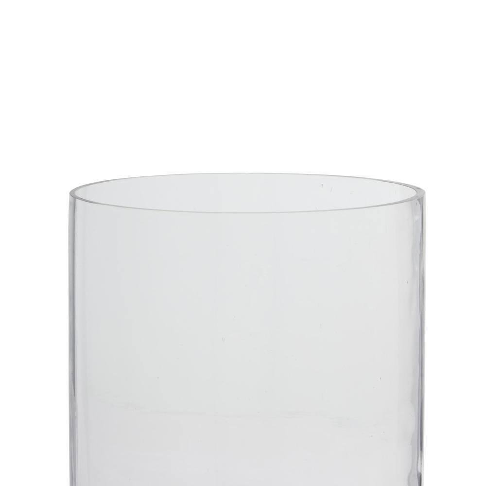 DecMode Silver Glass Handmade Turned Style Pillar Hurricane Lamp with Faux Mercury Glass Finish