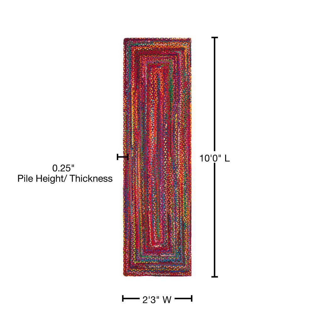 Braided BRD210 Hand Woven Runner Rug - Red/Multi - 2'3"x10' - Safavieh.