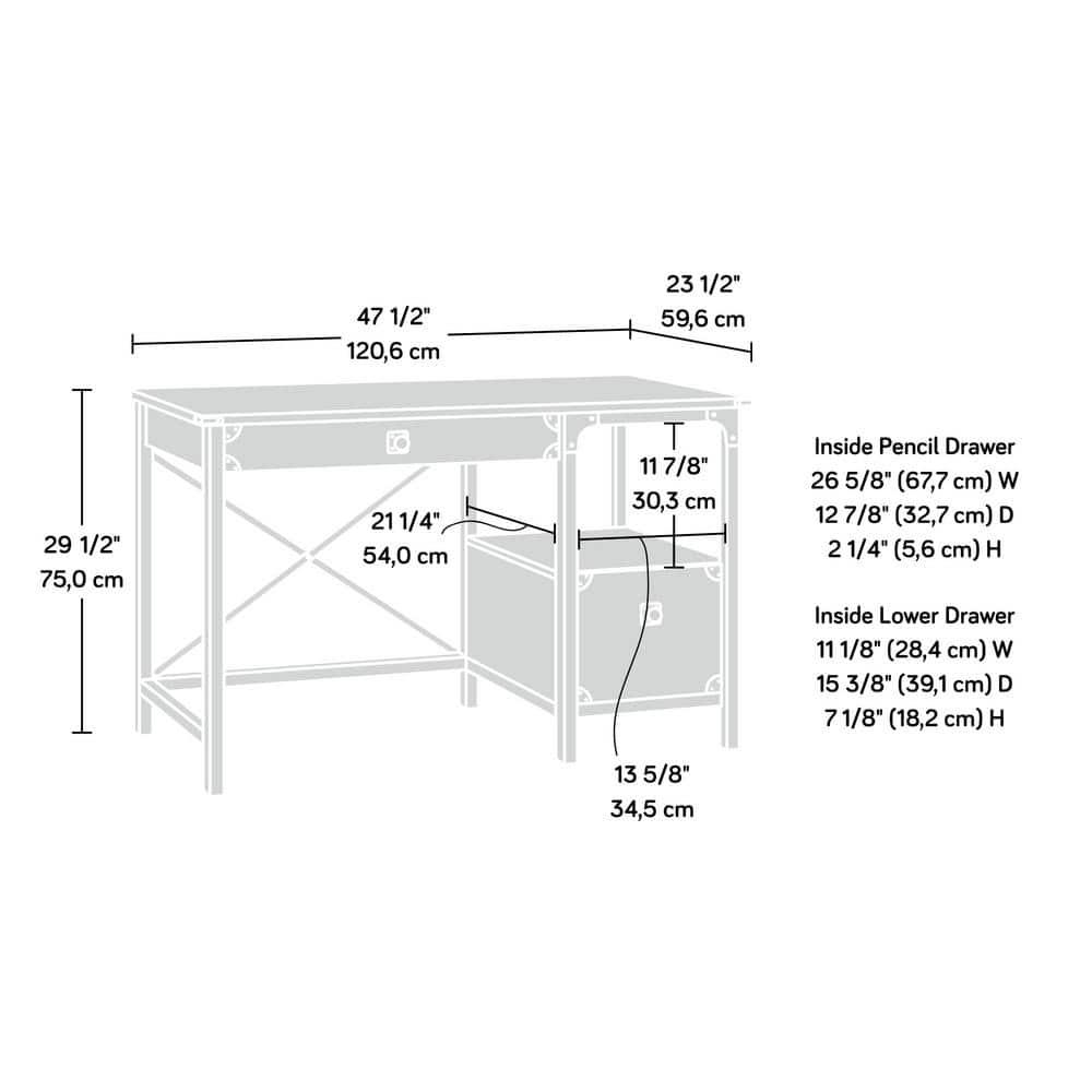 Sauder Steel River Writing Desk, Carbon Oak Finish