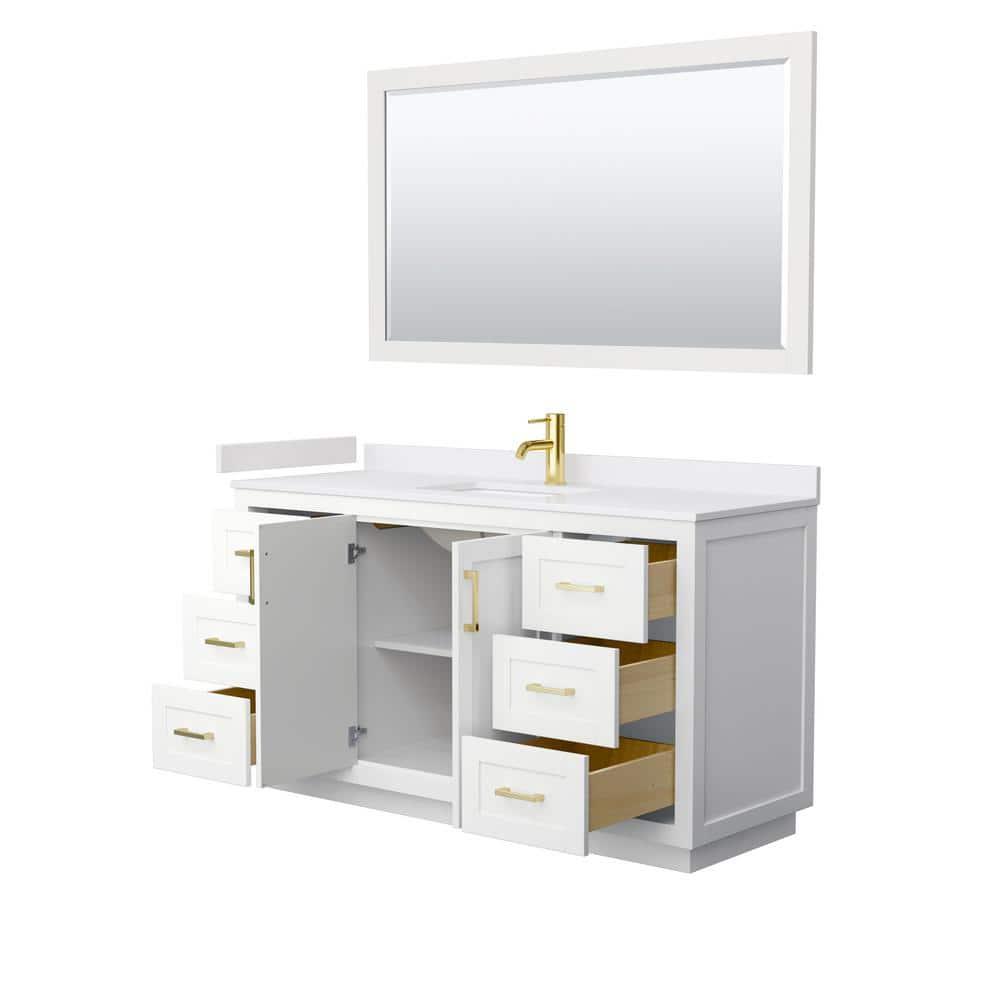 Wyndham Collection Miranda 60" Freestanding Single Bathroom Vanity with Cultured Marble Top with 58" Mirror