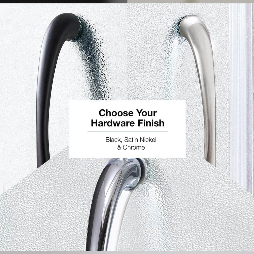 Ove Decors OVE Decors Breeze 35 in. Round Shower Kit w/ Frosted, Base, Wall 15SKA-BREF34-BLKAC