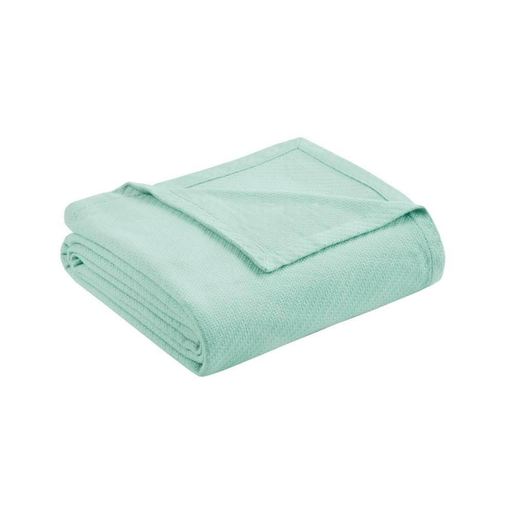 Madison Park Bed Blanket Liquid Cotton Full/Queen Light Blue: Machine Washable, No Fill, OEKO-TEX Certified