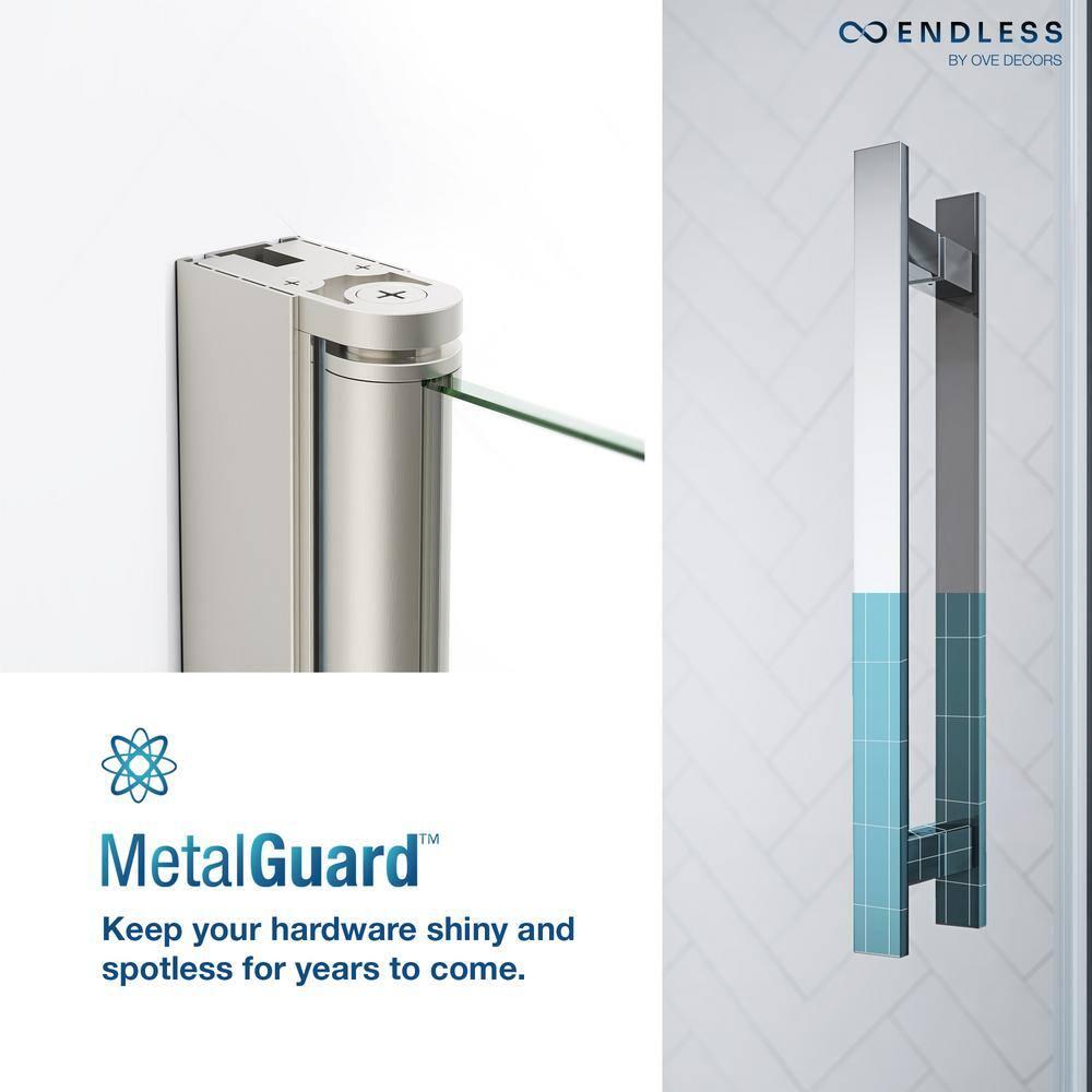 OVE Decors Endless PA05A0100 Pasadena, Buttress Alcove Frameless Shower Door, 57 13/16 to 59 13/16 in. W x 72 in. H, in Chrome