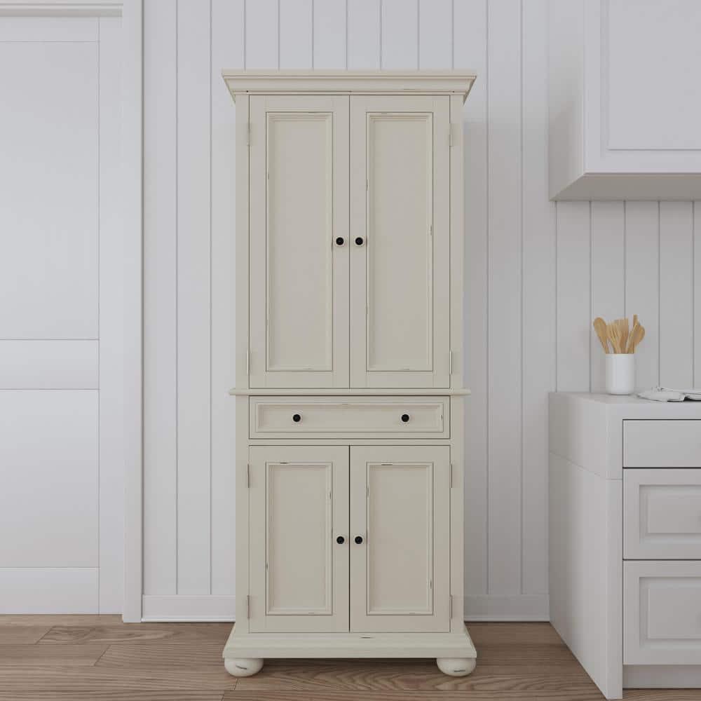Home Styles Dover Kitchen Pantry White : Hardwood Construction, 4-Door Design, Adjustable Shelves, 1 Drawer