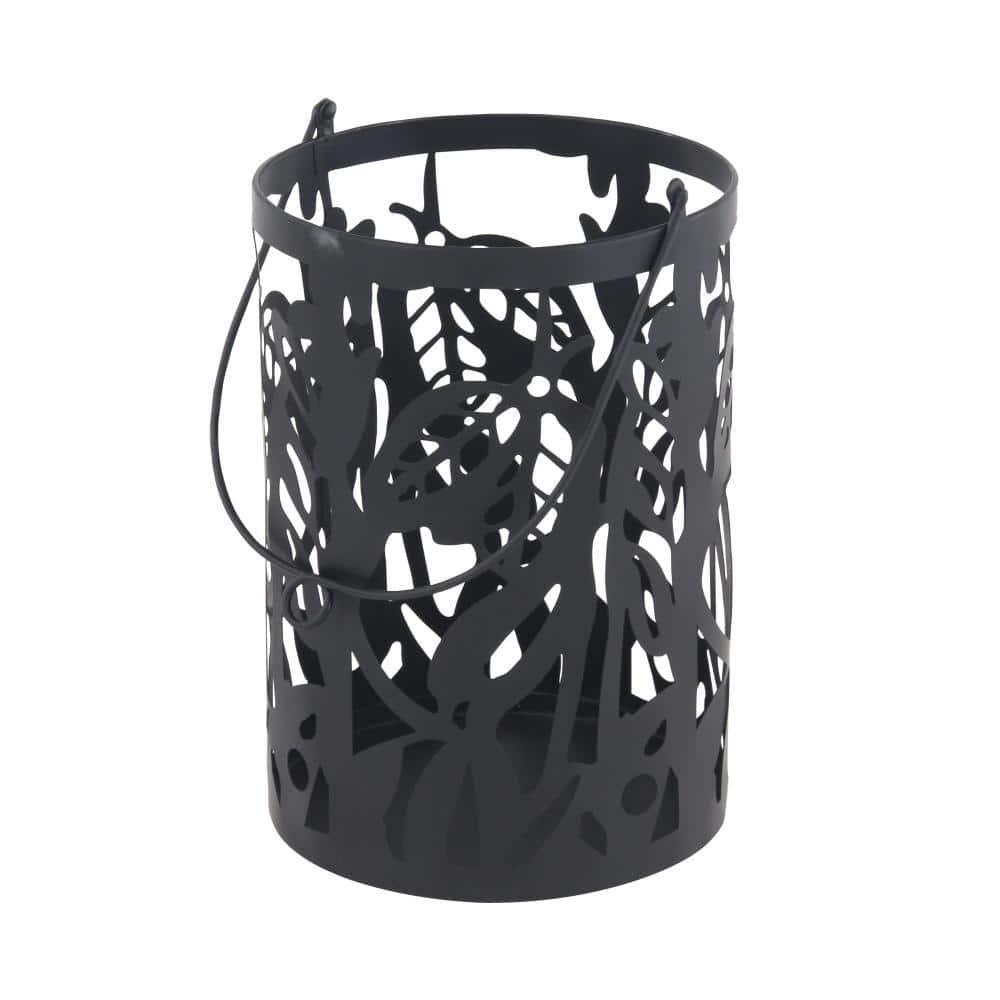 Decmode Eclectic 11 And 14 Inch Round Black Iron Candle Lanterns - Set of 2