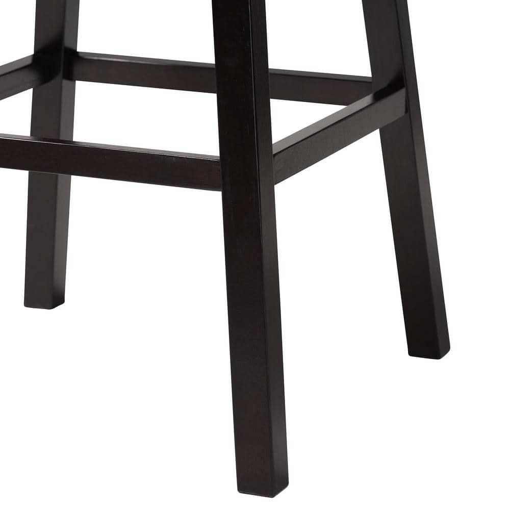 Baxton Studio Avril Modern and Contemporary Black Faux Leather Tufted Swivel Barstool with Nail heads Trim (Set of 2)
