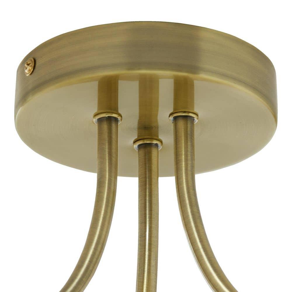 11.5" Meg Brushed Gold Metal Ceiling Light with Rattan Shade - River of Goods: Semi-Flush, 3-Light Fixture