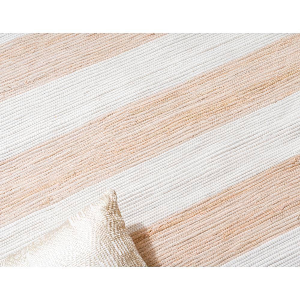 Unique Loom Chindi Rag Collection Area Rug - Striped (6' 1" x 9' Rectangle Beige/Ivory)