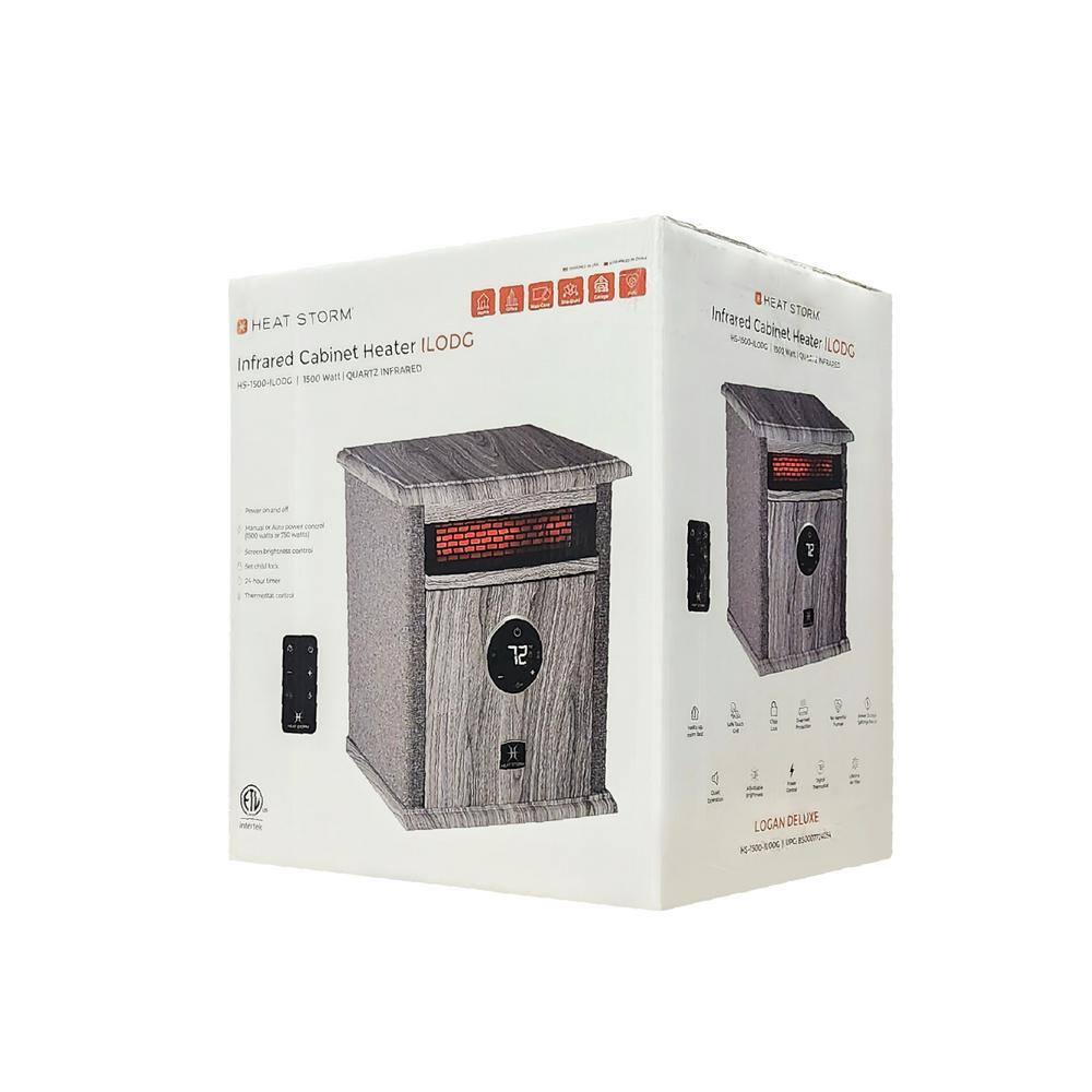 Heat Storm Heat Storm 1500 Watt 5200 BTU Electric High Efficiency Cabinet Space Heater with Adjustable Thermostat , Remote Included and with Digital Display