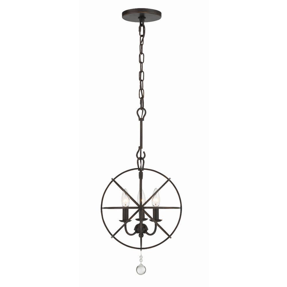 Crystorama Lighting - Three Light Mini Chandelier - Mini Chandelier - Solaris -