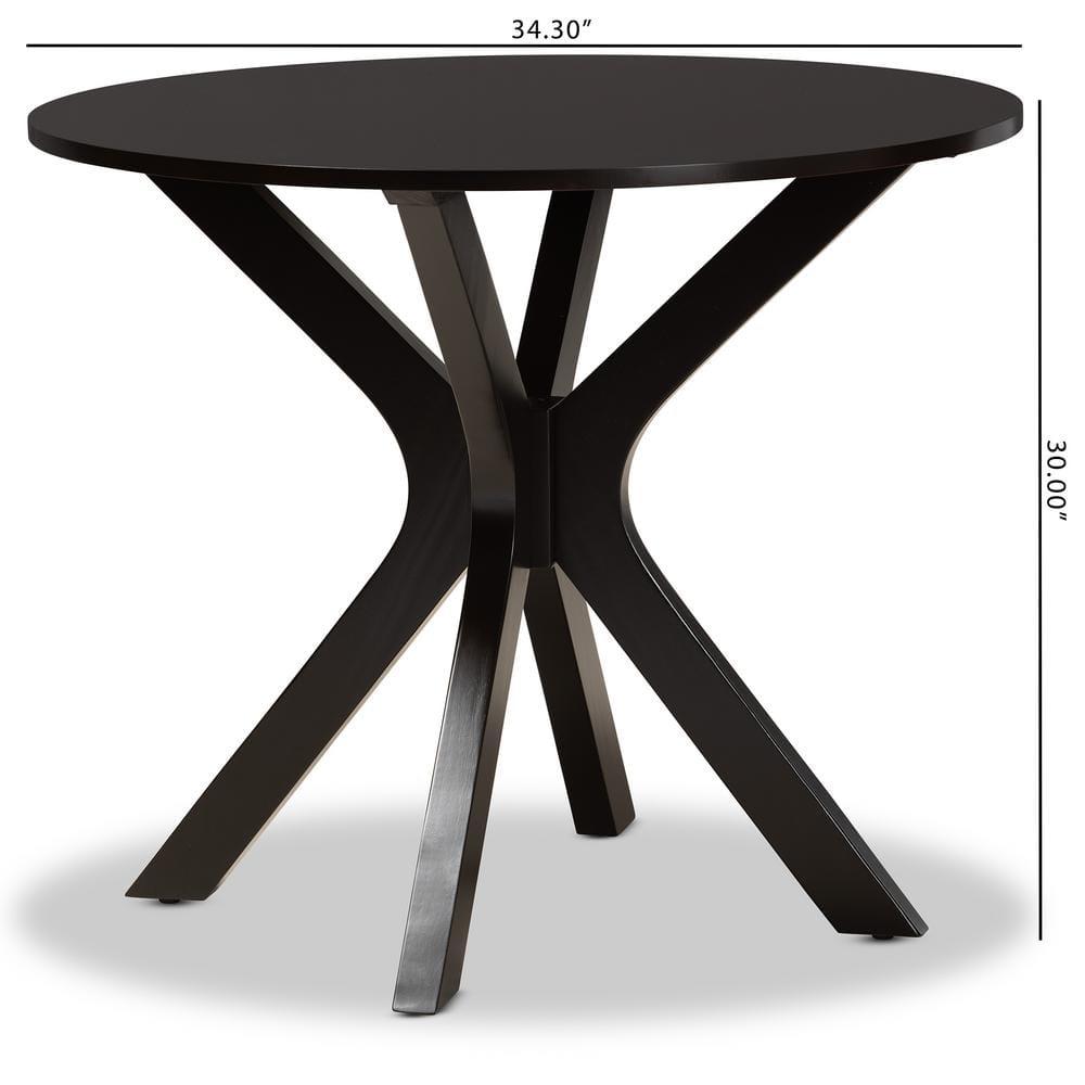 Kenji Modern and Contemporary Dark Brown Finished 35-Inch-Wide Round Wood Dining Table