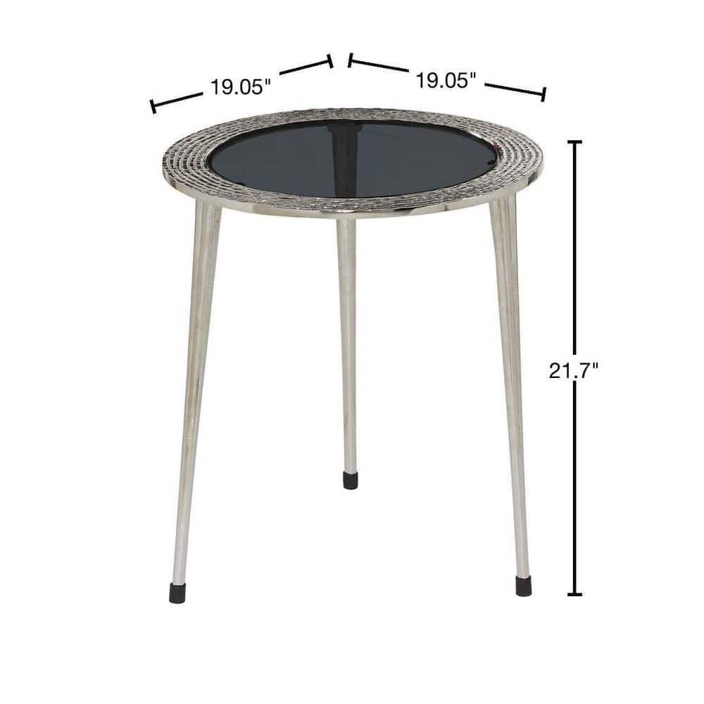 DecMode 22" x 19" Silver Aluminum Contemporary Accent Table