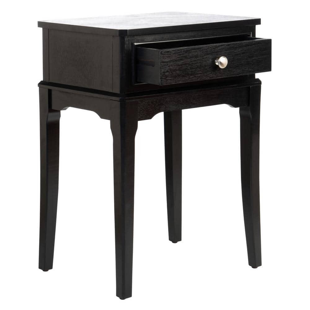 SAFAVIEH Opal French Black Rectangle Wood Storage End Table (17 in. W x 13 in. D x 23.5 in. H)