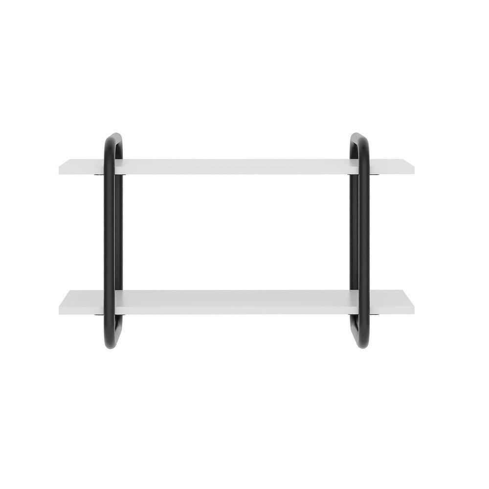 Modern Floating Wall Shelves White - Techni Mobili: 2-Tier, Steel Frame, Decorative Storage