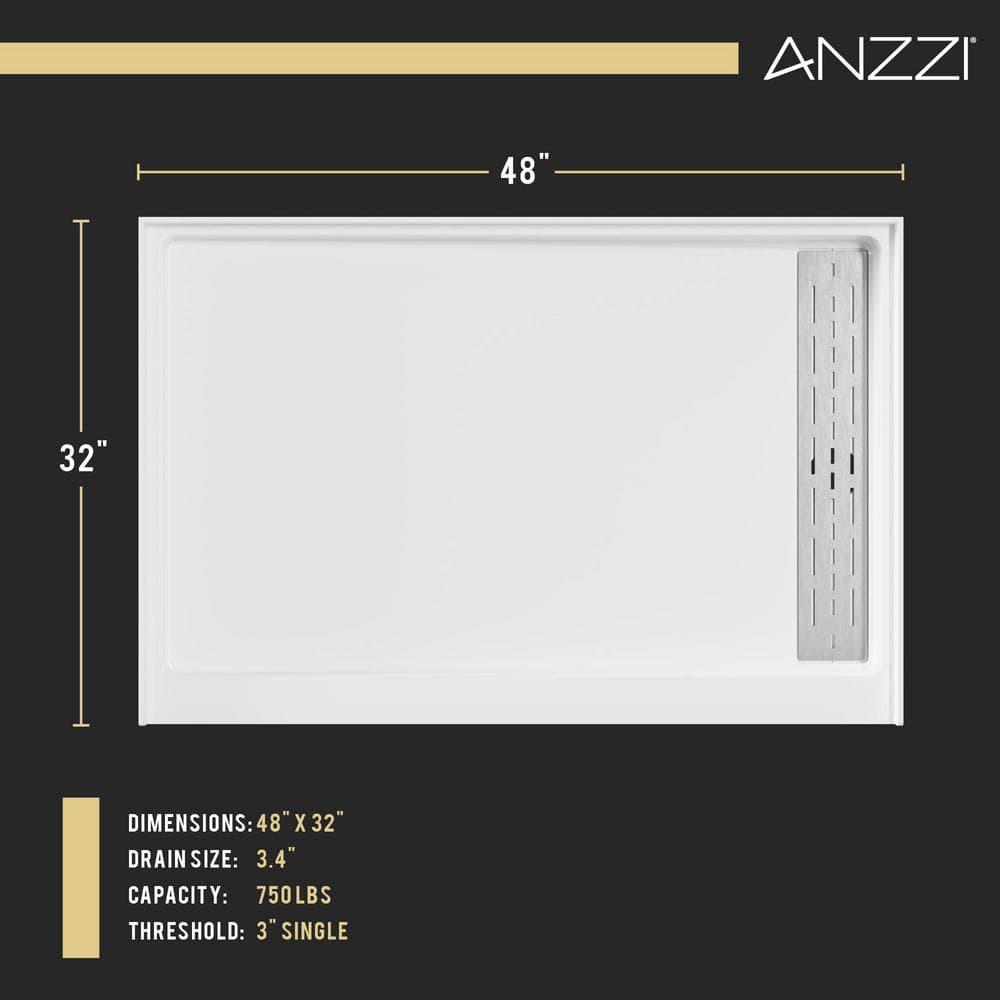 ALEXANDER 48 in. x 32 in. Right Drain Shower Base in White - SB-AZ103R