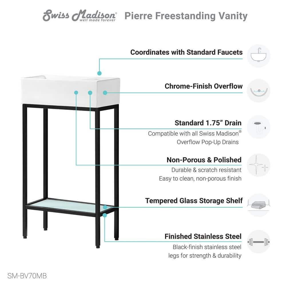 Pierre 19.5 Single, Freestanding, Open Shelf, Frame Bathroom Vanity