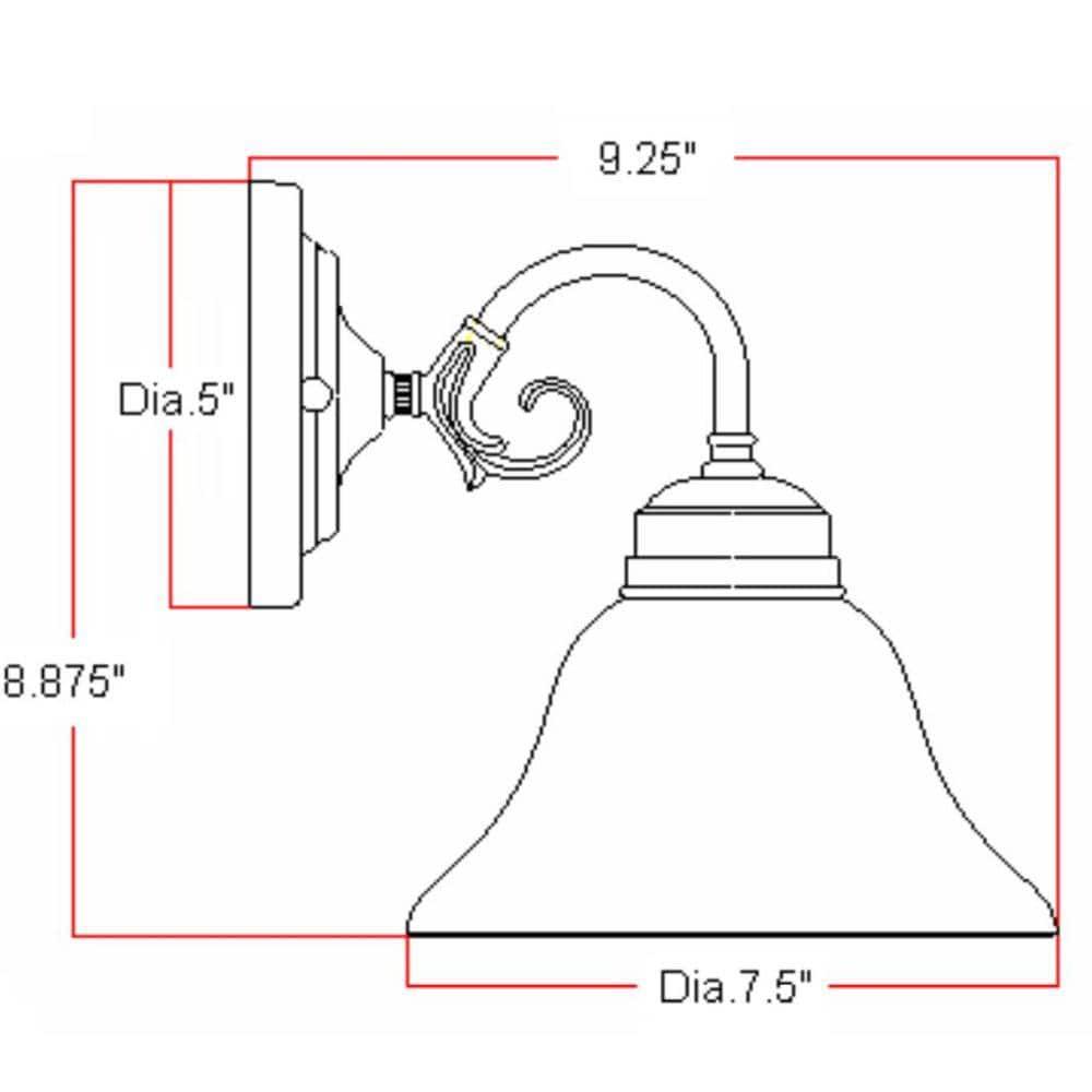 Design House Millbridge Traditional 1-Light Dimmable Wall Light w/ Alabaster Glass in Oil Rubbed Bronze