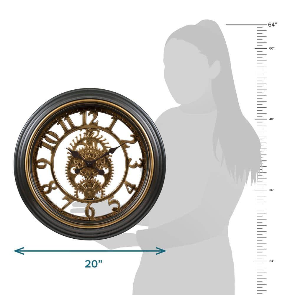 La Crosse Clock 20-inch Bronze Antiqued Gears Vintage Quartz Analog Wall Clock, 404-3051C