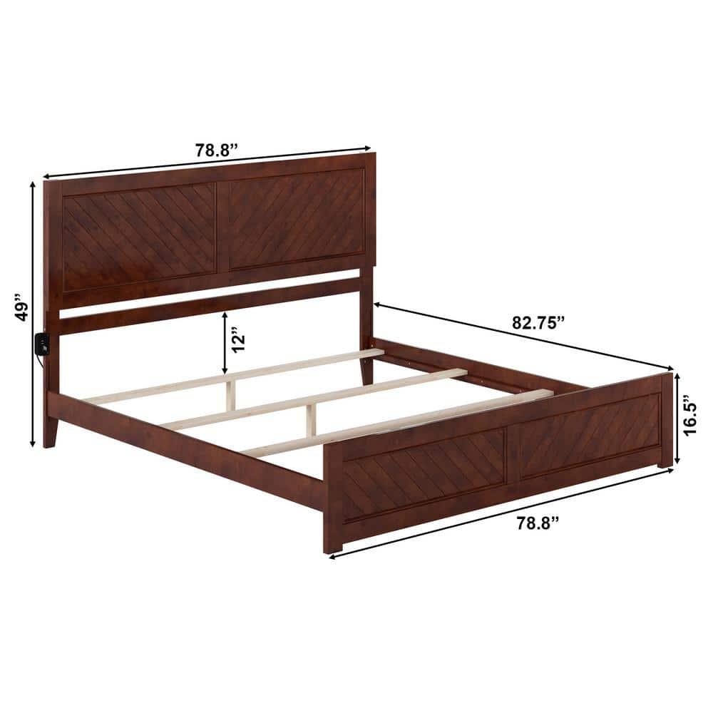 HomeStock Artisanal Artistry King Foundation Bed Frame with Matching Footboard in Walnut