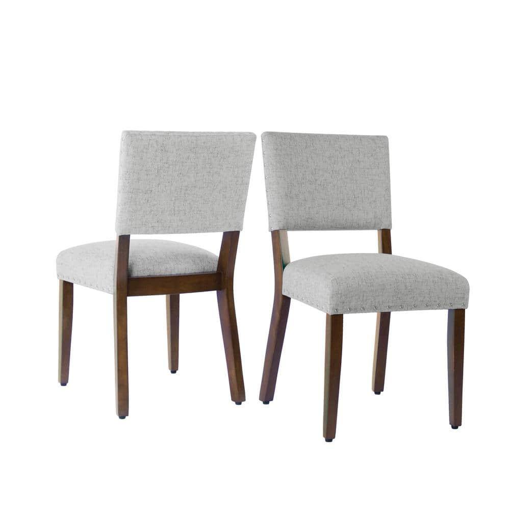 Set of 2 Stripe Dining Chairs Gray Woven - HomePop: Upholstered, Nailhead Trim, Farmhouse Style