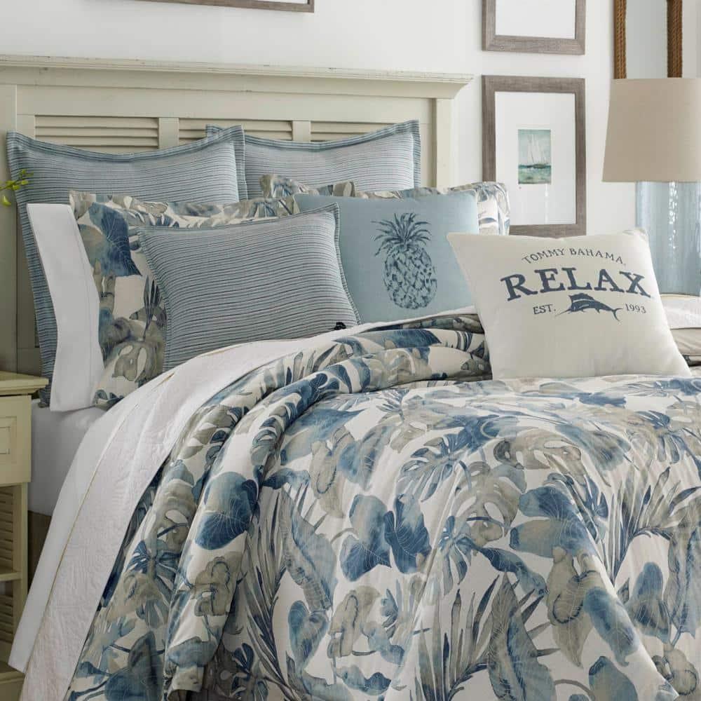 Tommy Bahama Raw Coast Blue Cotton Woven European Sham