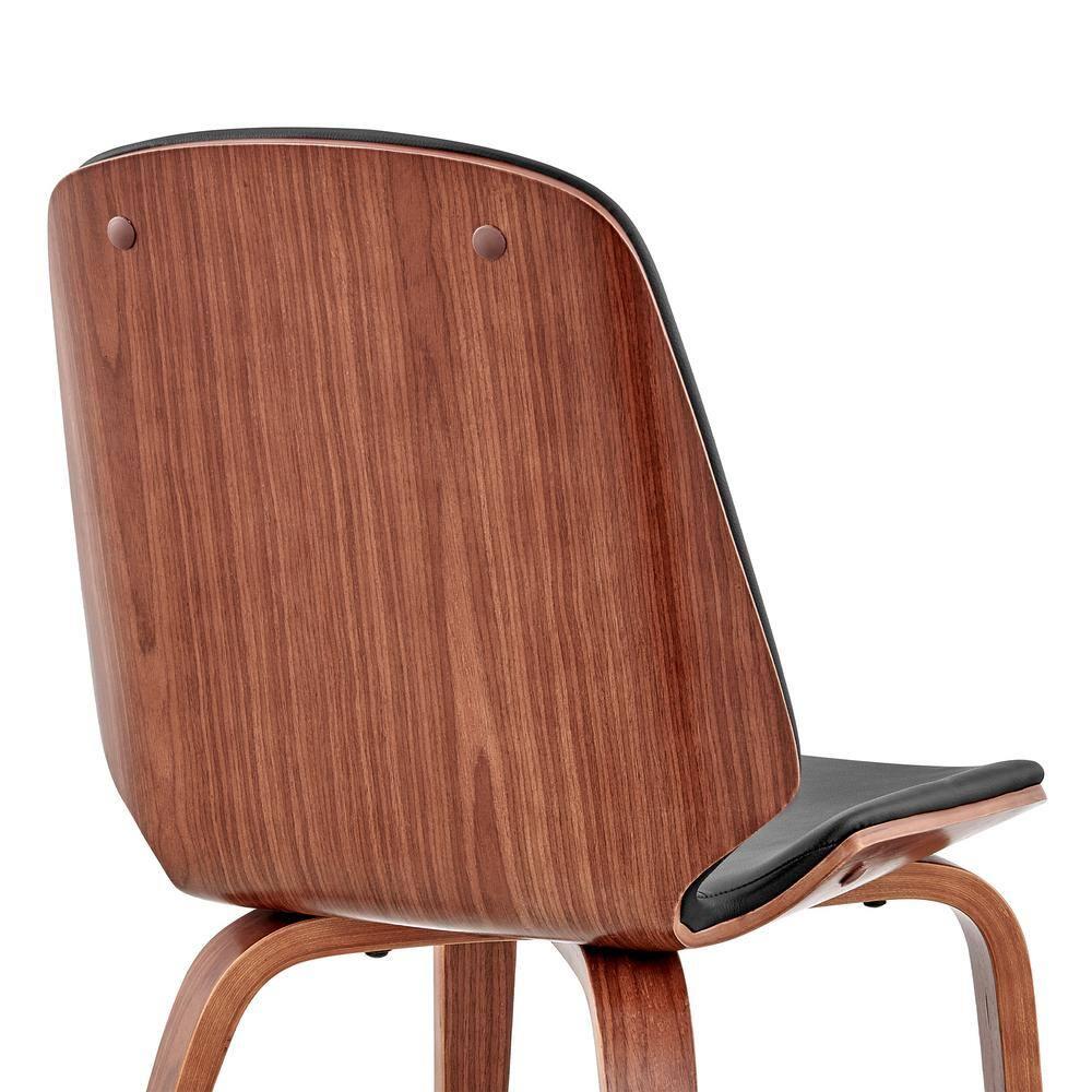 Armen Living Brinley 18" Faux Leather Dining Room Accent Chair in Black/Walnut